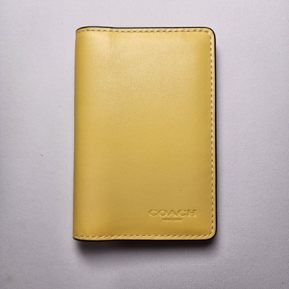 NWT Coach Id License Credit Card Wallet Refined Calf Leather Yellow CJ728